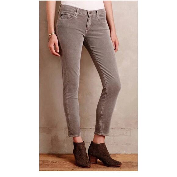 AG Adriano Goldschmied NEW Gray Stevie Slim Straight Ankle Corduroy Pants 26R - Picture 1 of 11